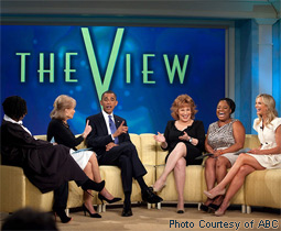 Whoopi Goldberg, Barbara Walters, President Barack Obama, Joy Behar, Sherri Shepherd & Elisabeth Hasselbeck on The View