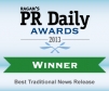 Ragan's PR Daily: Best Traditional News Release Winner