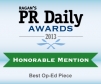 Ragan's PR Daily: Best Op-Ed Piece Honorable Mention