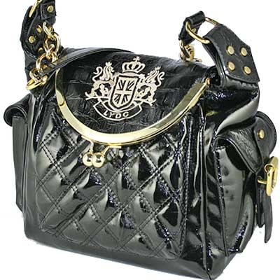 Black Leatherette Quilted Handbag Image