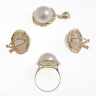 Topearl.com 14k gold mabe pearl pendant, ring & earrings Image