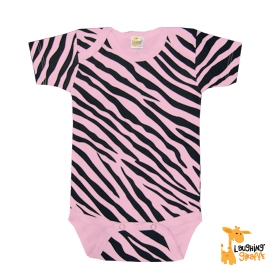 Pink Zebra Baby Onesie Short Sleeve Image