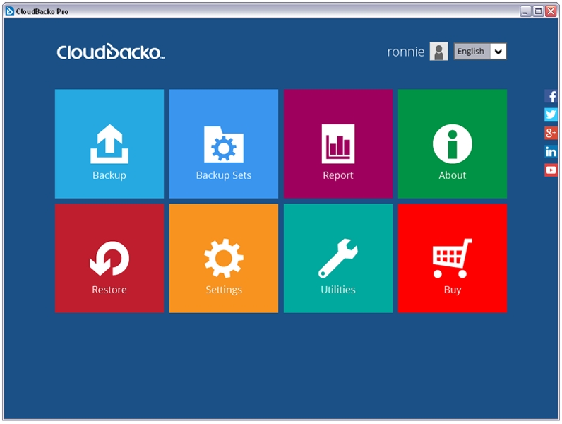 Front page of CloudBacko cloud and local backup software Image