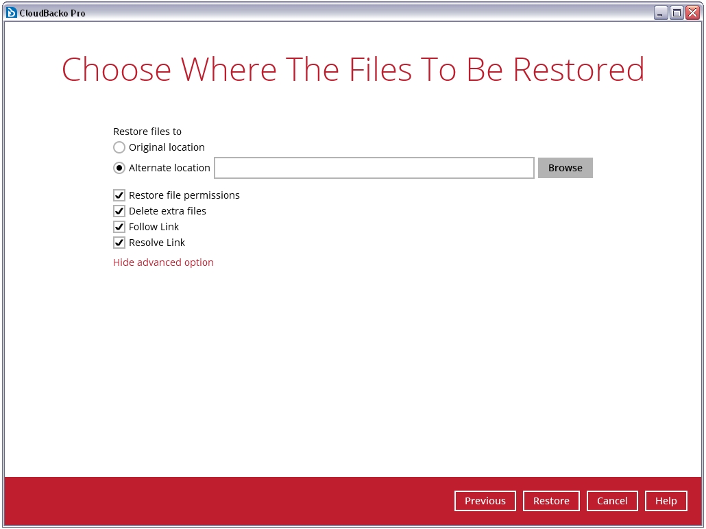 Choose where to put the restored files Image