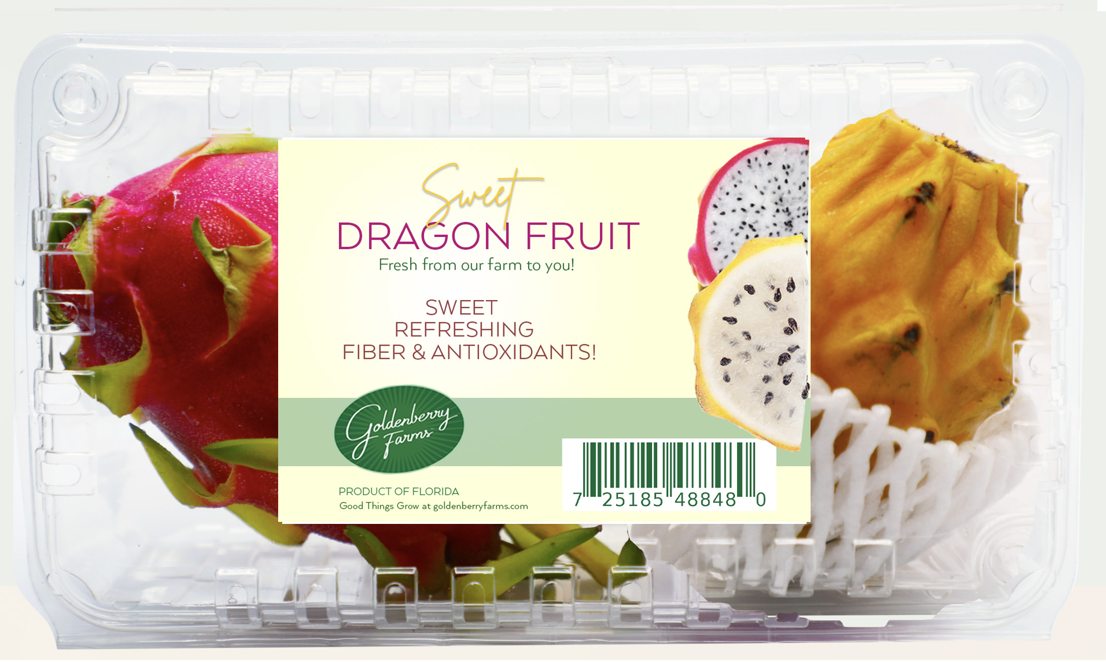 Pitaya - red and yellow dragonfruit grows at Goldenberry Farms Image