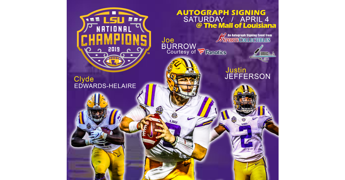 Joe Burrow (Courtesy of Fanatics) Headlines LSU Championship Autograph