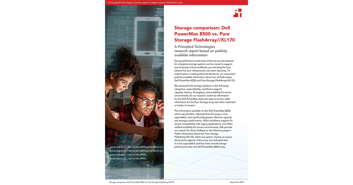 Principled Technologies Releases Research Study Comparing Publicly Available Information About the Dell PowerMax 8500 Array and the Pure Storage FlashArray//XL170