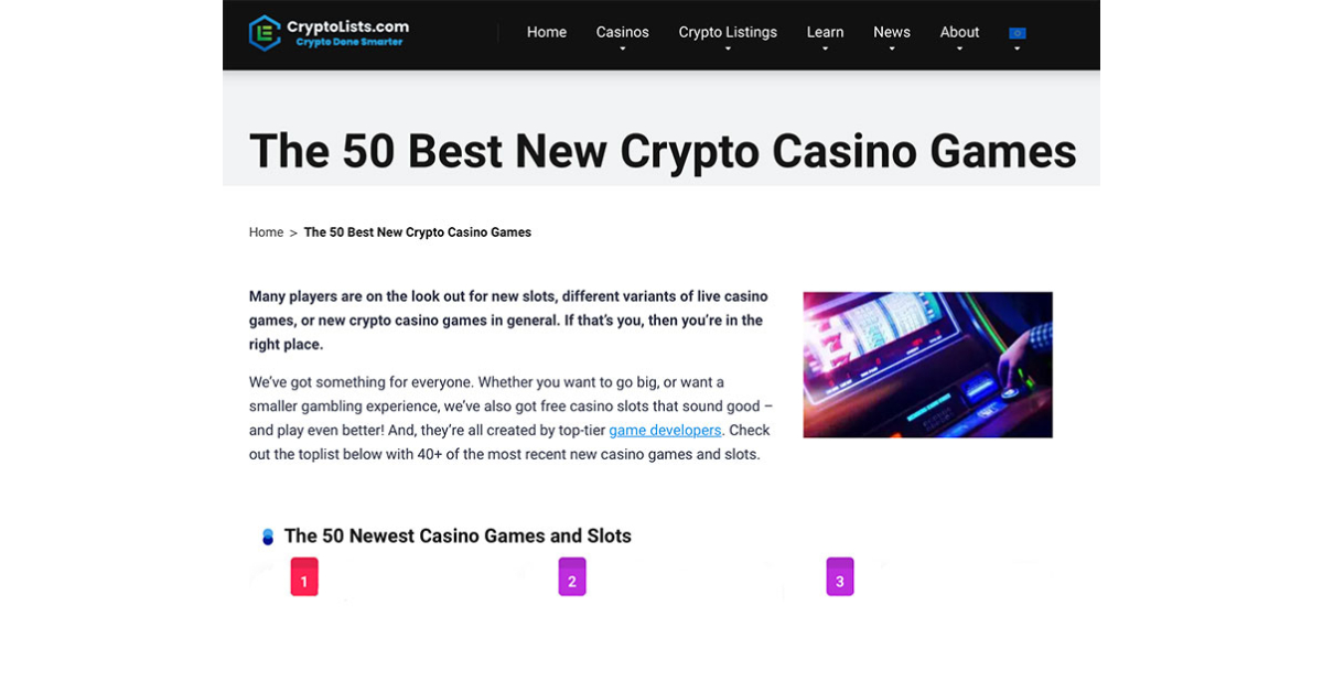 Crypto Casino Games & Live Casino Slot Games - Crypto Gambling