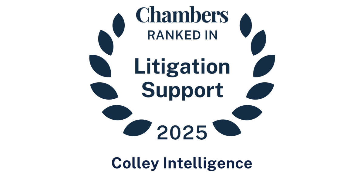 Colley Intelligence Recognized in Chambers Litigation Support Guide 2025