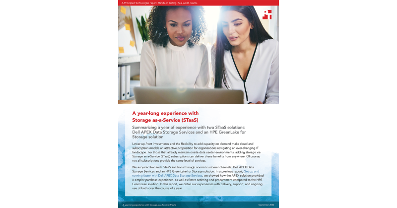 Principled Technologies Releases Study Comparing the Year-Long Customer Experience with Two Storage as-a-Service (STaaS) Solutions - Vimarsana News