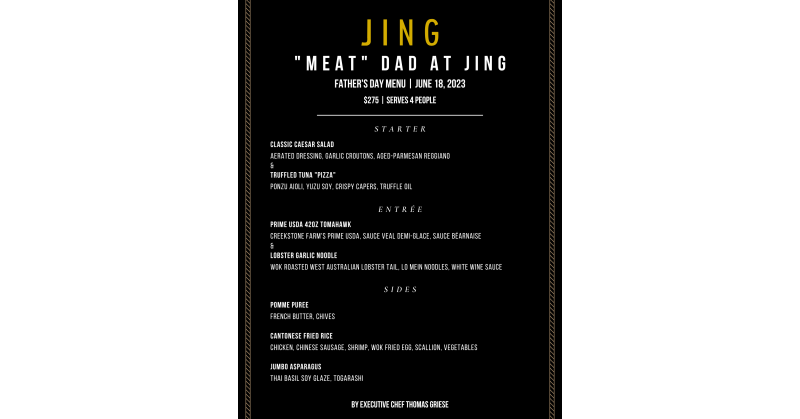 "Meat Dad at JING" for a Father's Day Experience Fit for a King at JING in Downtown Summerlin - Vimarsana News