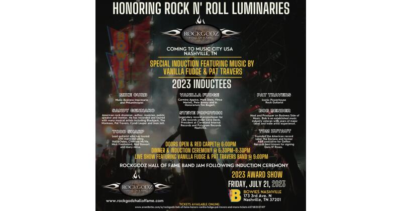RockGodz Hall of Fame Awards 2023 to Honor Legendary Musicians and Industry Leaders in Nashville - Vimarsana News