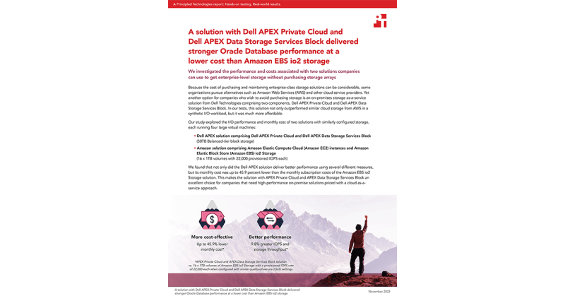 Principled Technologies Study Compares Storage-as-a-Service Solutions: Dell APEX Private Cloud with Dell APEX Data Storage Services Block and an Amazon EBS io2 Solution - Vimarsana News