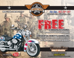 Harley’s Heroes® Brings Local Veterans Free Benefits Counseling to MotorCity Harley-Davidson of Farmington Hills on Oct. 23rd & 24th
