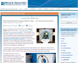 Block Imaging Announces New Refurbished Medical Imaging Industry Blog