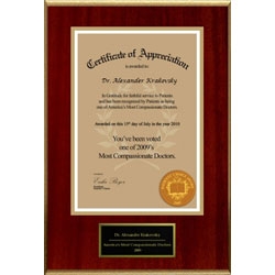 Dr. Alexander A. Krakovsky is Selected by His Patients for the 2009 Compassionate Doctor Award