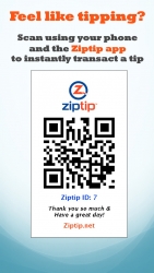 Ziptip, Inc., Mobile Payments for Tips and Gratuities, Announces a New Way for Restaurant Waitstaff to Receive Tips