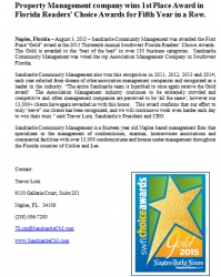 Property Management Company Wins 1st Place Award in Florida Readers’ Choice Awards for Fifth Year in a Row