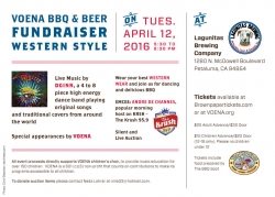 VOENA Kicks Up Its Heels and Raises Funds for Its Music Programs with an Evening of Dancing, BBQ and Beer on Tuesday, April 12 at 5:30 pm at the Lagunitas Brewing Co.