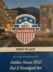 Colorado Springs' Holden House 1902 Bed & Breakfast Inn Receives "Best in Business" Award 2018 from the Colorado Springs Business Journal