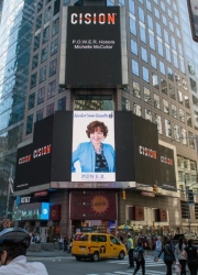 Michelle McCullar Honored on the Reuters Billboard in Times Square by P.O.W.E.R. (Professional Organization of Women of Excellence Recognized)