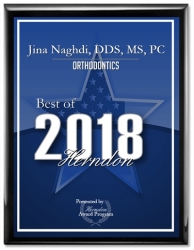 Greater Reston Herndon Orthodontist Jina Naghdi, DDS, MS, PC Receives the 2018 Best of Herndon Orthodontic Award