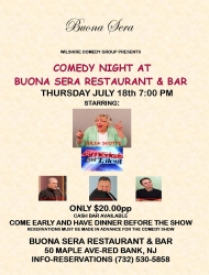 Wilshire Comedy Group Brings an All-Star Comedy Show to Buona Sera Restaurant in Red Bank, NJ on Thursday July 18th