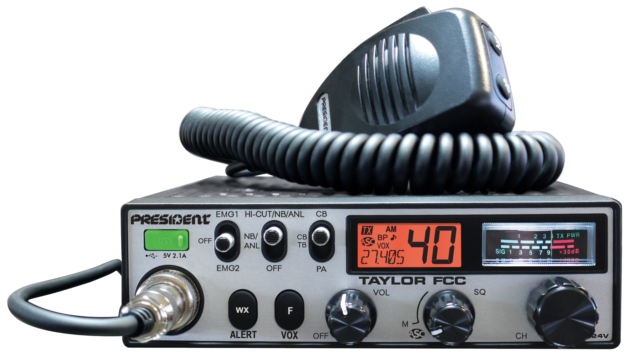 President Electronics USA Introduces the "TAYLOR FCC" 12/24V CB Radio