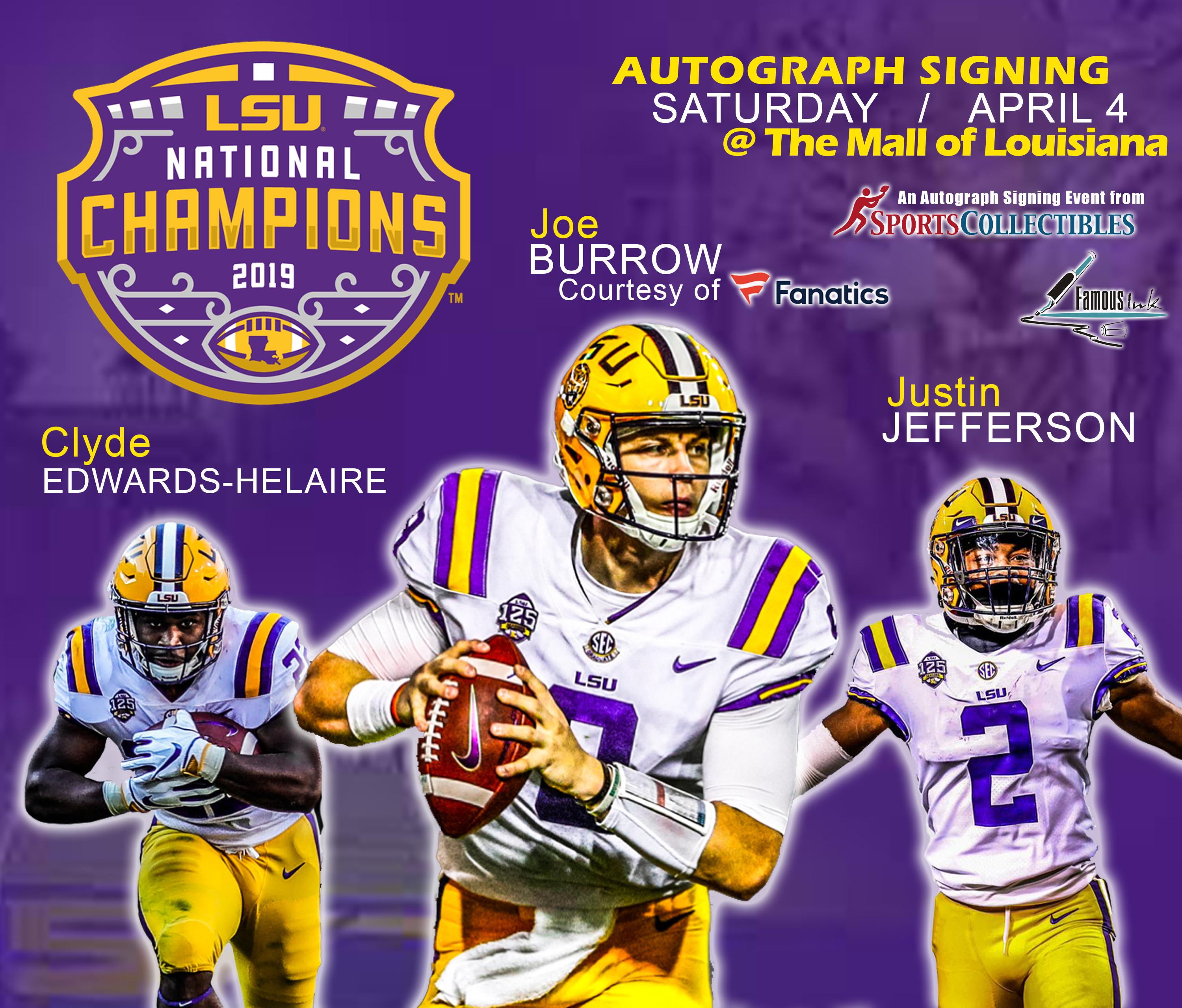 Joe Burrow (Courtesy of Fanatics) Headlines LSU Championship Autograph Signing