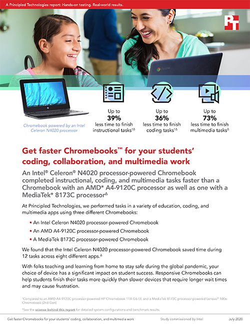Three Principled Technologies Studies Show the Benefits of Intel Core and Celeron Processor-Powered Chromebooks in Education Settings