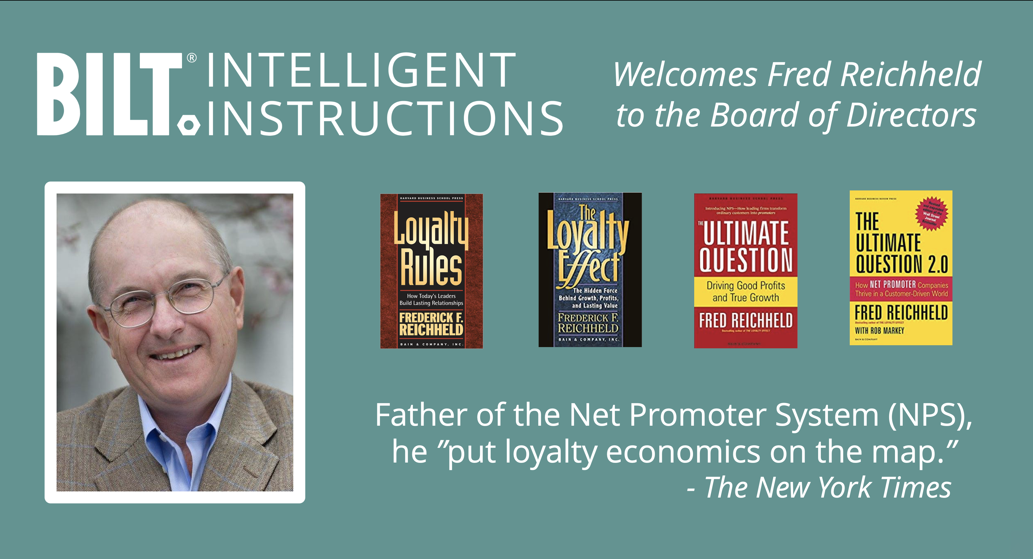 Father of Net Promoter System to Join BILT Board of Directors: Identifies 3D Instruction App as Game-Changing "Booster Rocket" for NPS