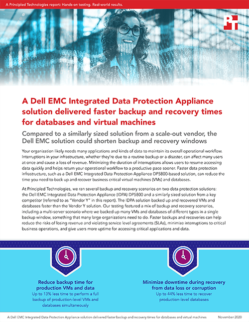 Principled Technologies Shows How Organizations Can Achieve Shorter Backup and Recovery Windows with a Dell EMC Integrated Data Protection Appliance DP5800 Solution