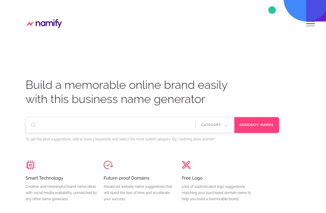 Radix - a Domain Registry Launches a Brand Name Spinner, Namify.tech