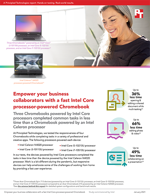 Principled Technologies Report Compares Multitasking Performance Among Chromebooks with Different Intel Core and Celeron Processors