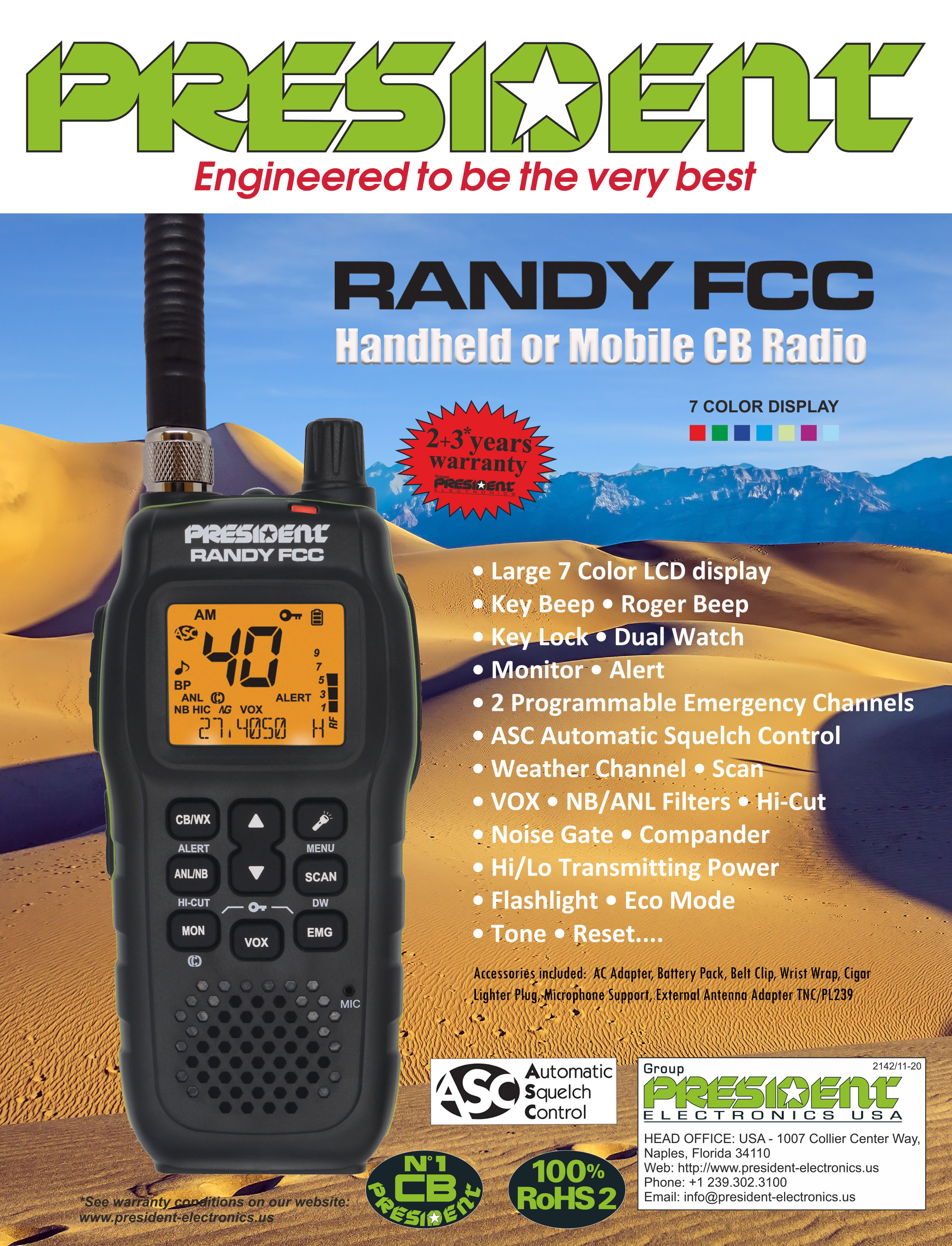 President Electronics USA Introduces the “RANDY FCC” Handheld or Mobile CB Radio