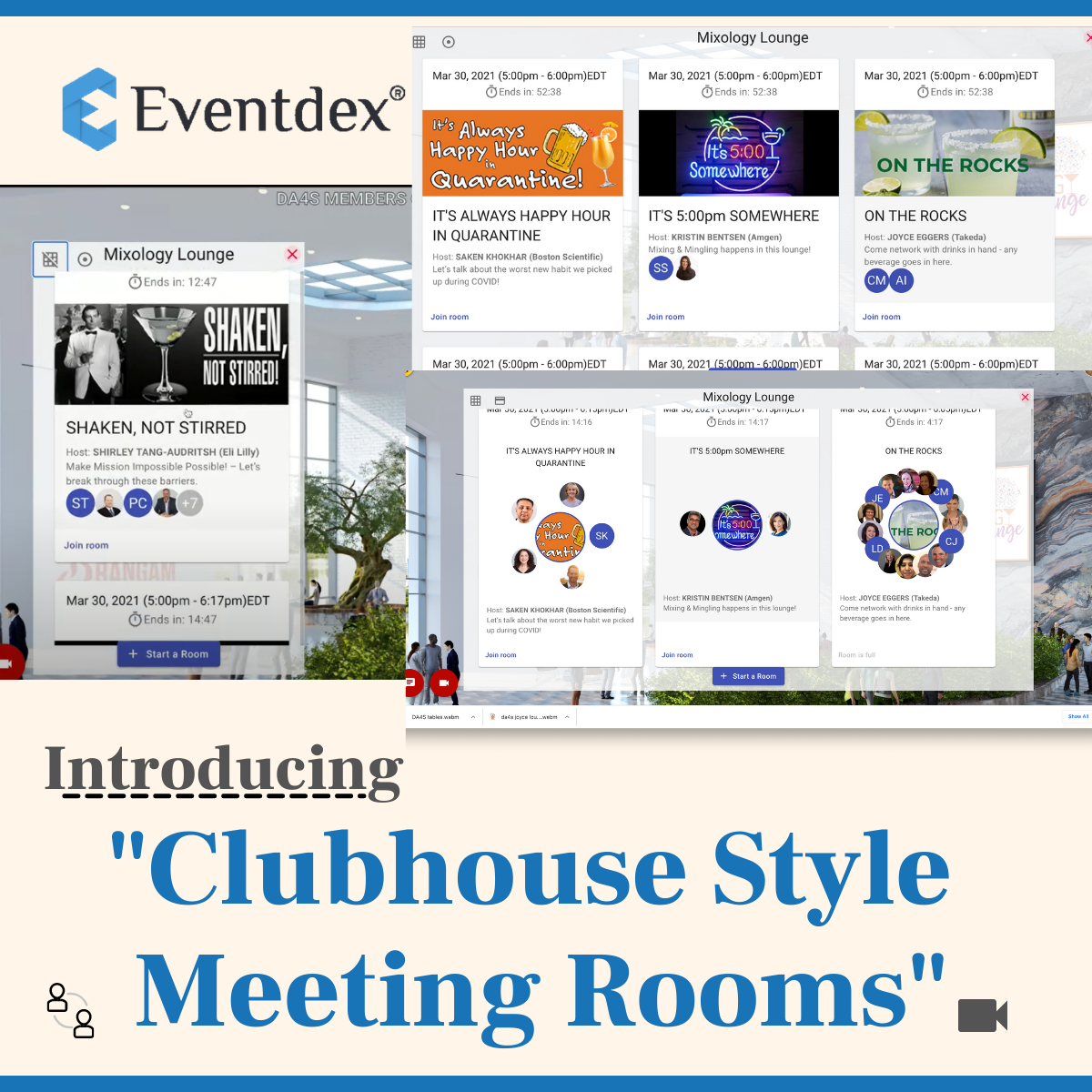 Eventdex lanza salas de reuniones estilo casa club para eventos en línea