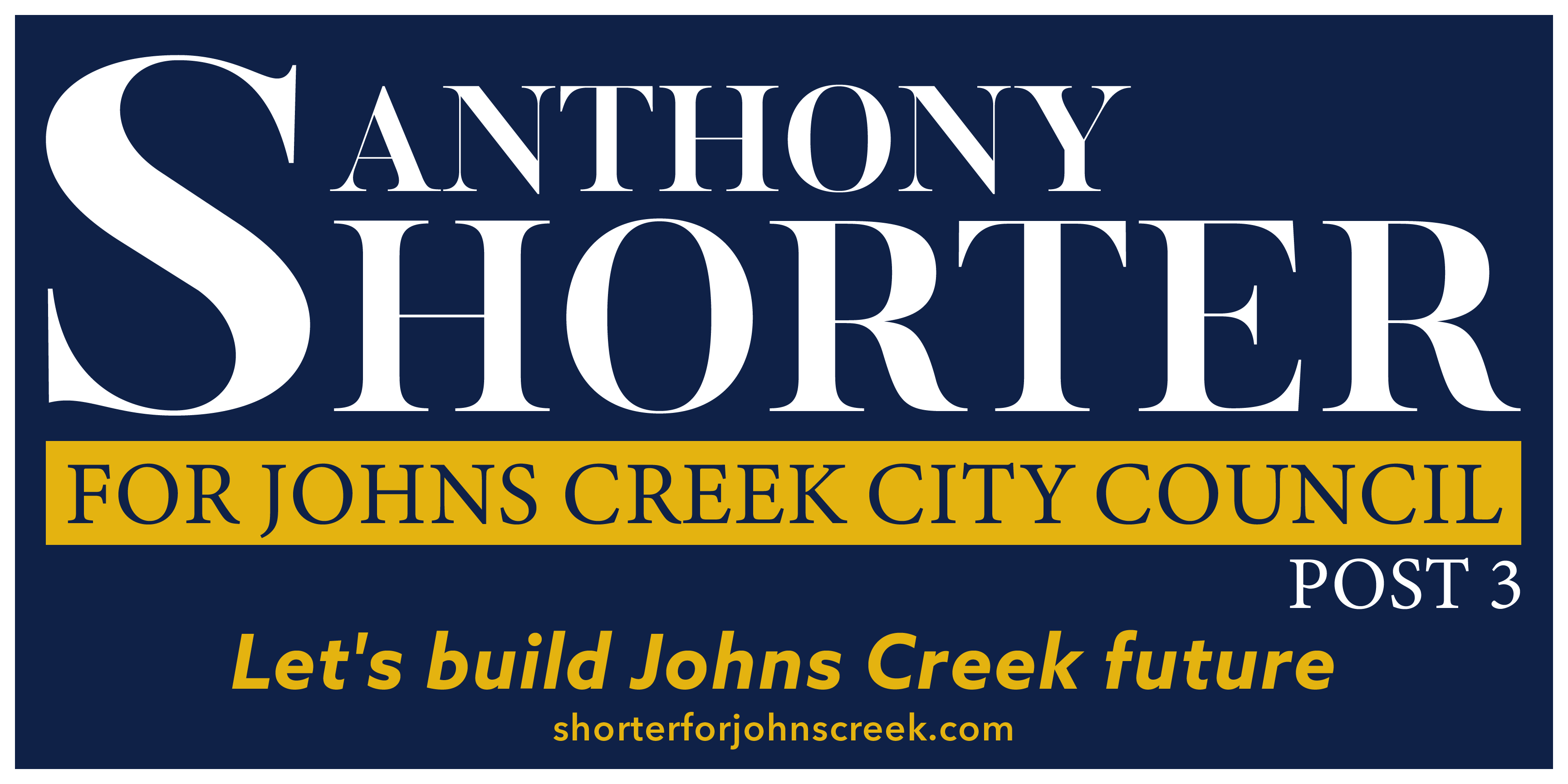 Anthony Shorter as Lead Candidate for  Johns Creek City Council – Post 3