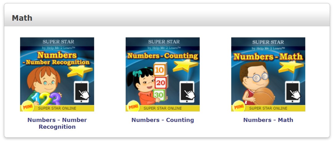 Three Exceptional Math Courses for Pre-K to 1st Grade from Super Star by Help Me 2 Learn Company