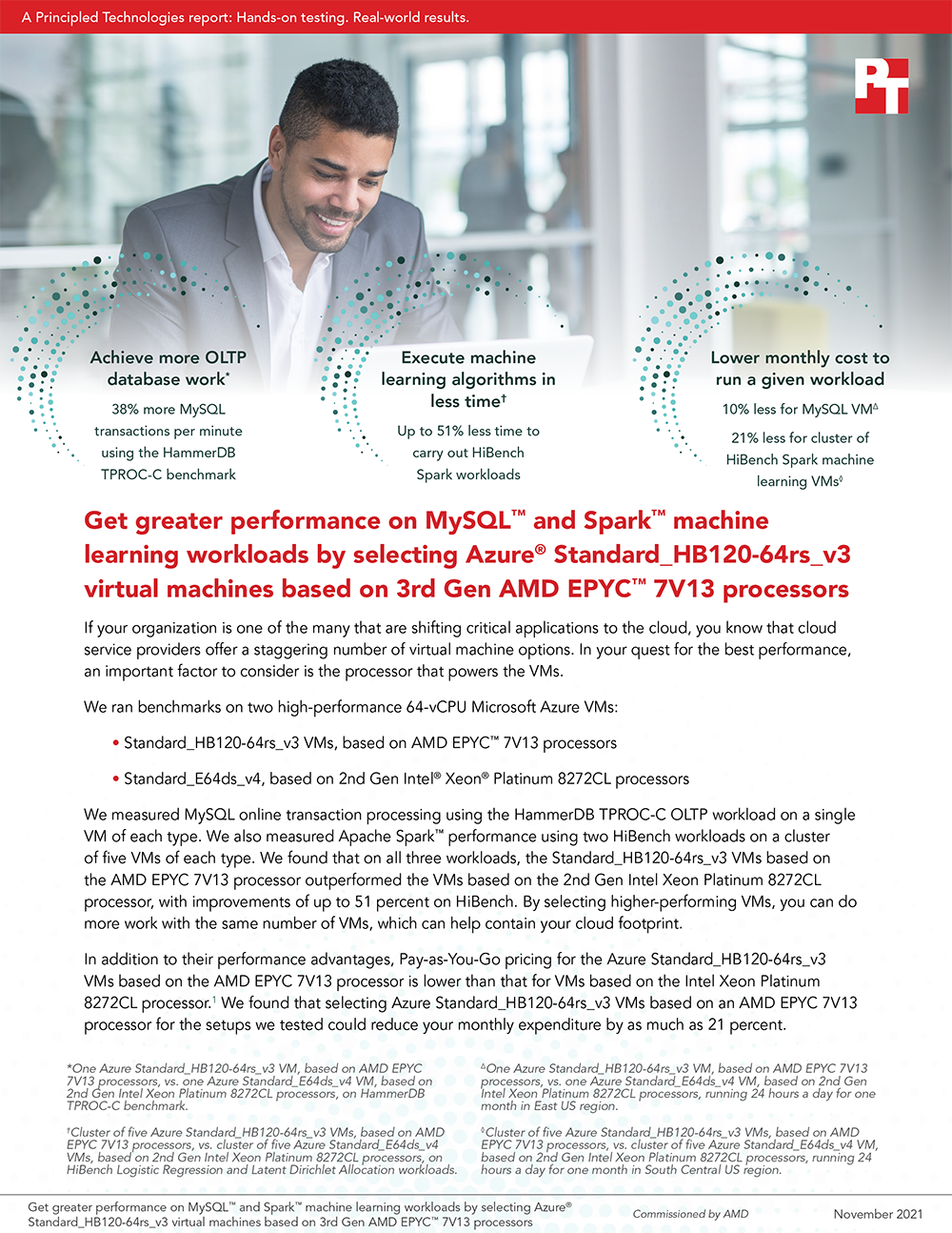 Azure Virtual Machines Based on 3rd Gen  AMD EPYC 7V13 Processors Delivered Greater Performance on MySQL and Spark Machine Learning Workloads at a Lower Cost