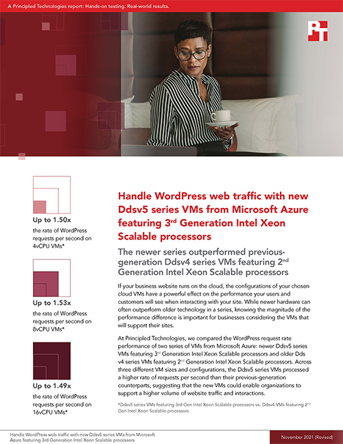 New General-Purpose Microsoft Azure VMs Featuring 3rd Gen Intel Xeon Scalable Processors Handled More Web Traffic Than Older Azure VMs in Principled Technologies Study