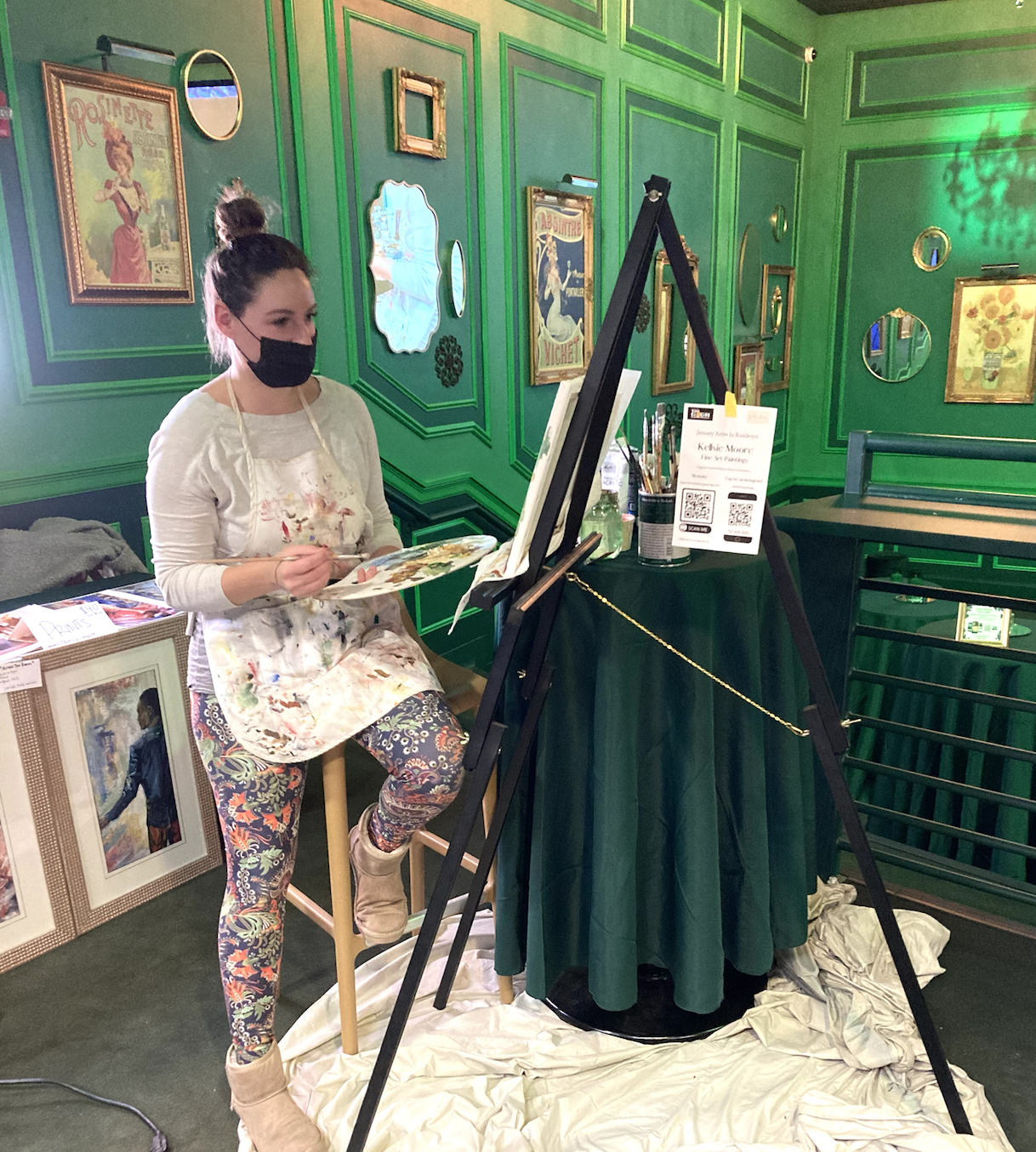 January Artist in Residence - Kellsie Moore Painting Live at the Van Gogh Immersive Exhibit in the Absinthe Room - Denver, CO