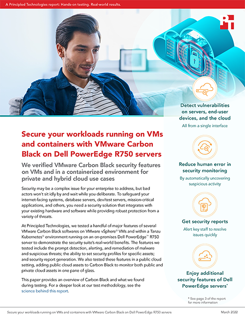 Principled Technologies Study Validates Key Features of Cloud Security Suite VMware Carbon Black on a Dell PowerEdge R750 Server