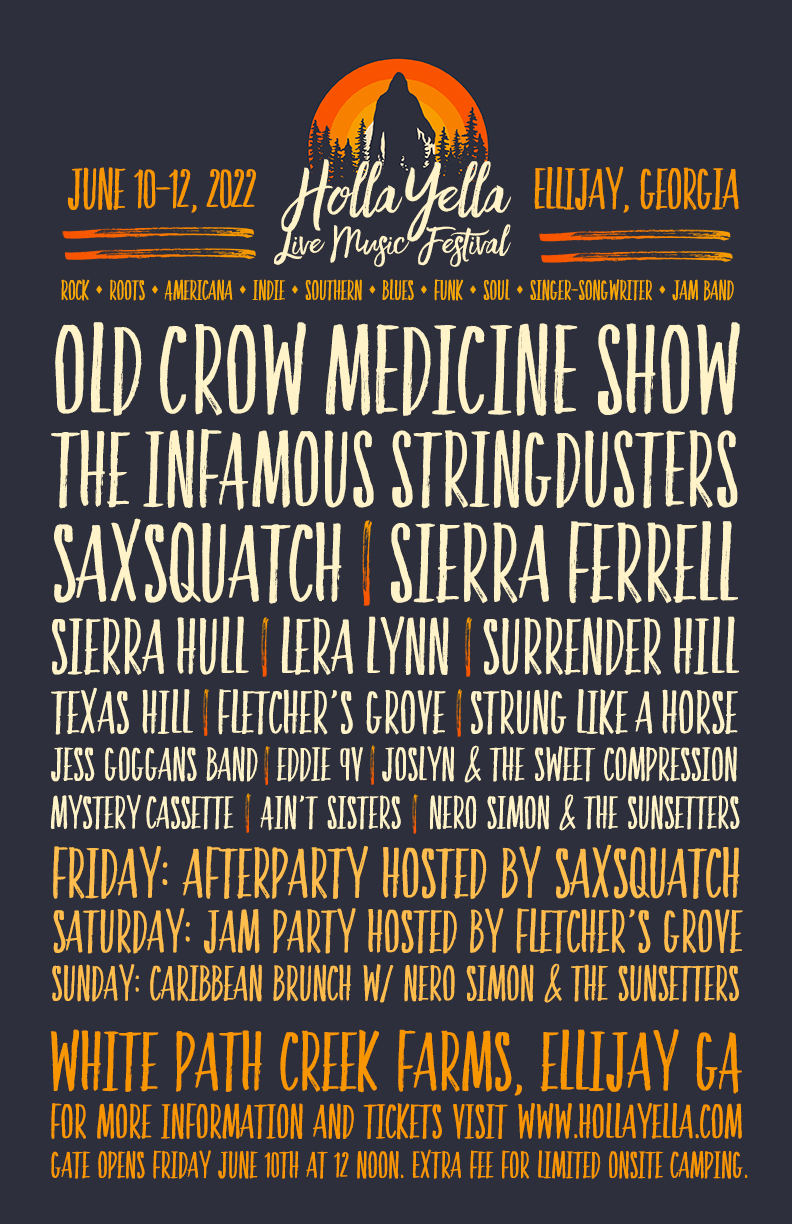 Old Crow Medicine Show and the Infamous Stringdusters to Headline 2nd Holla Yella Music Festival