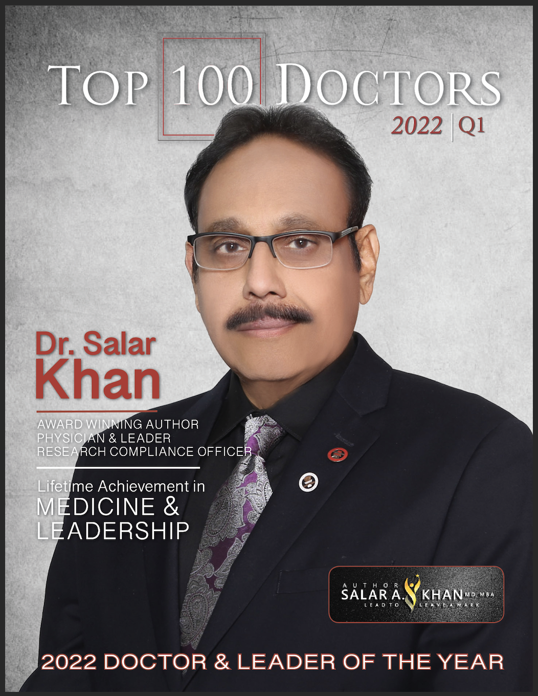 Dr. Salar Khan is Due to be Featured on the Front Cover of 2022 Top 100 Doctors Magazine's Q1 Edition