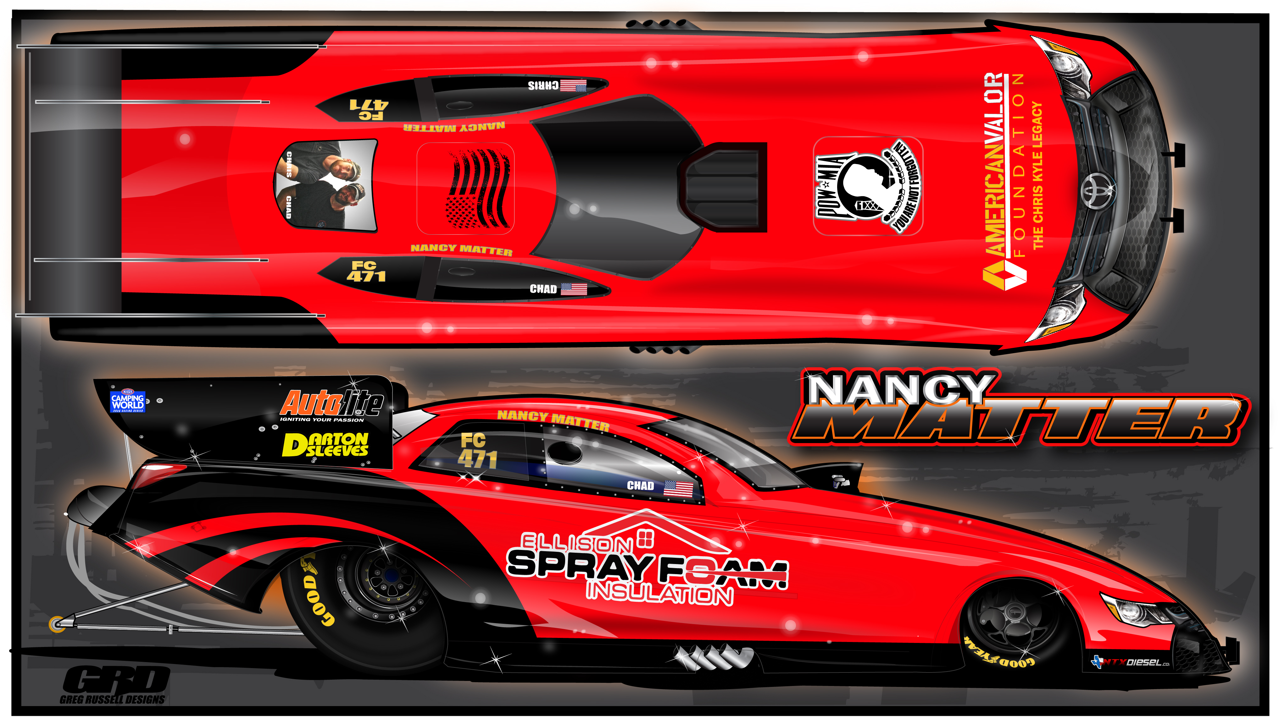 Nancy Matter Introduces Ellison Insulation to Their Newly Acquired NHRA Funny Car as an Associate Sponsor