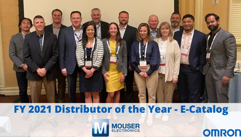 Omron Electronic Components Names Mouser 2021 e-Catalog Distributor of the Year