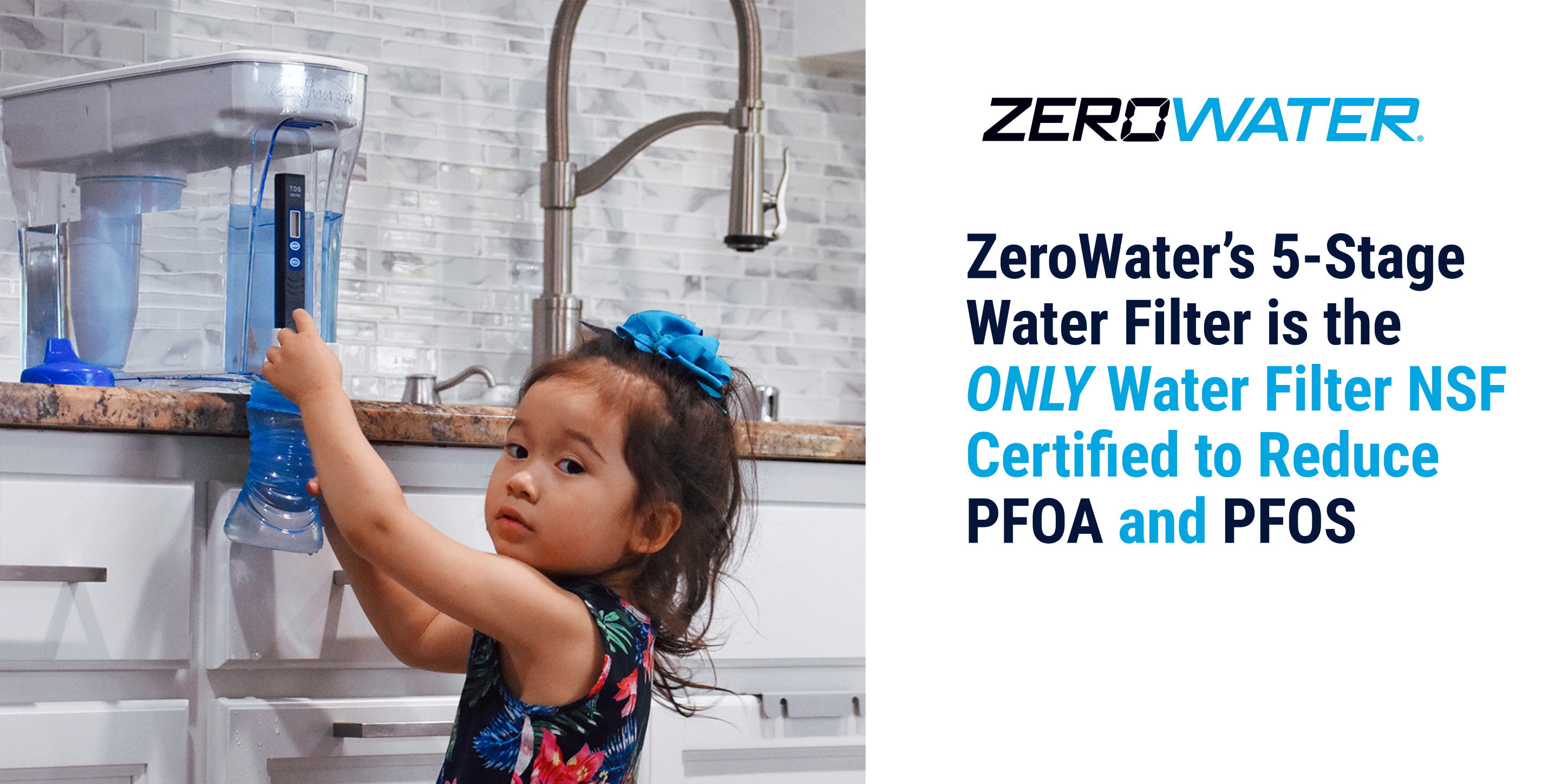 EPA Warning About Health Risks from PFOA & PFOS Even at Low Levels - ZeroWater Only Water Filter NSF Certified to Reduce These Contaminants by Over 90%