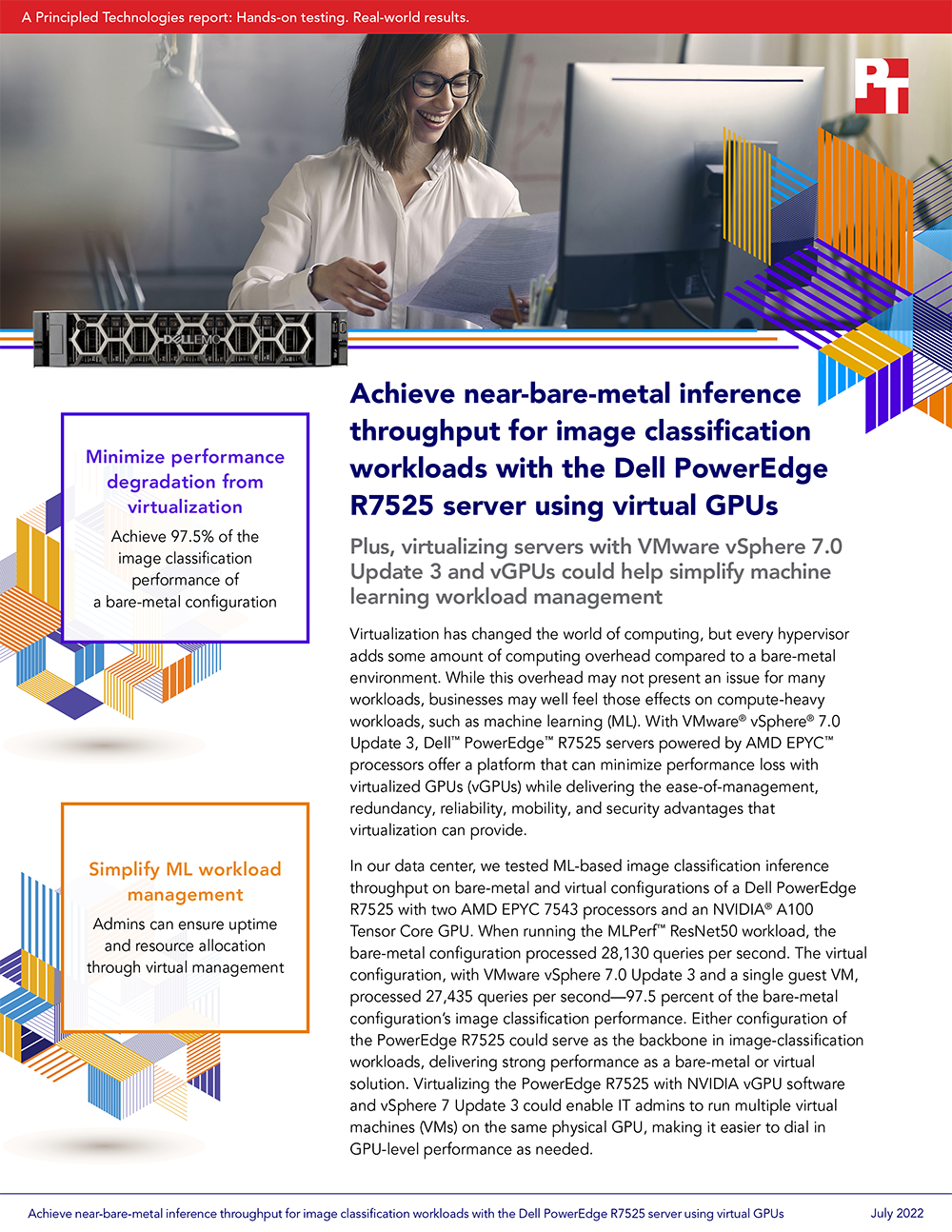 Principled Technologies Finds That Bare-Metal and Virtualized Dell PowerEdge R7525 Servers Delivered Nearly the Same Performance for an Inference Workload