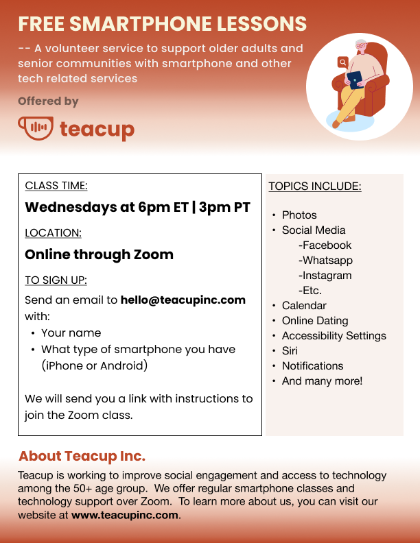 Teacup Launches Free Tech Classes to Help Close Digital Equity Gap Across All Ages