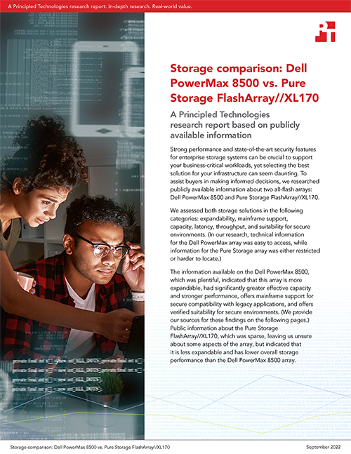 Principled Technologies Releases Research Study Comparing Publicly Available Information About the Dell PowerMax 8500 Array and the Pure Storage FlashArray//XL170